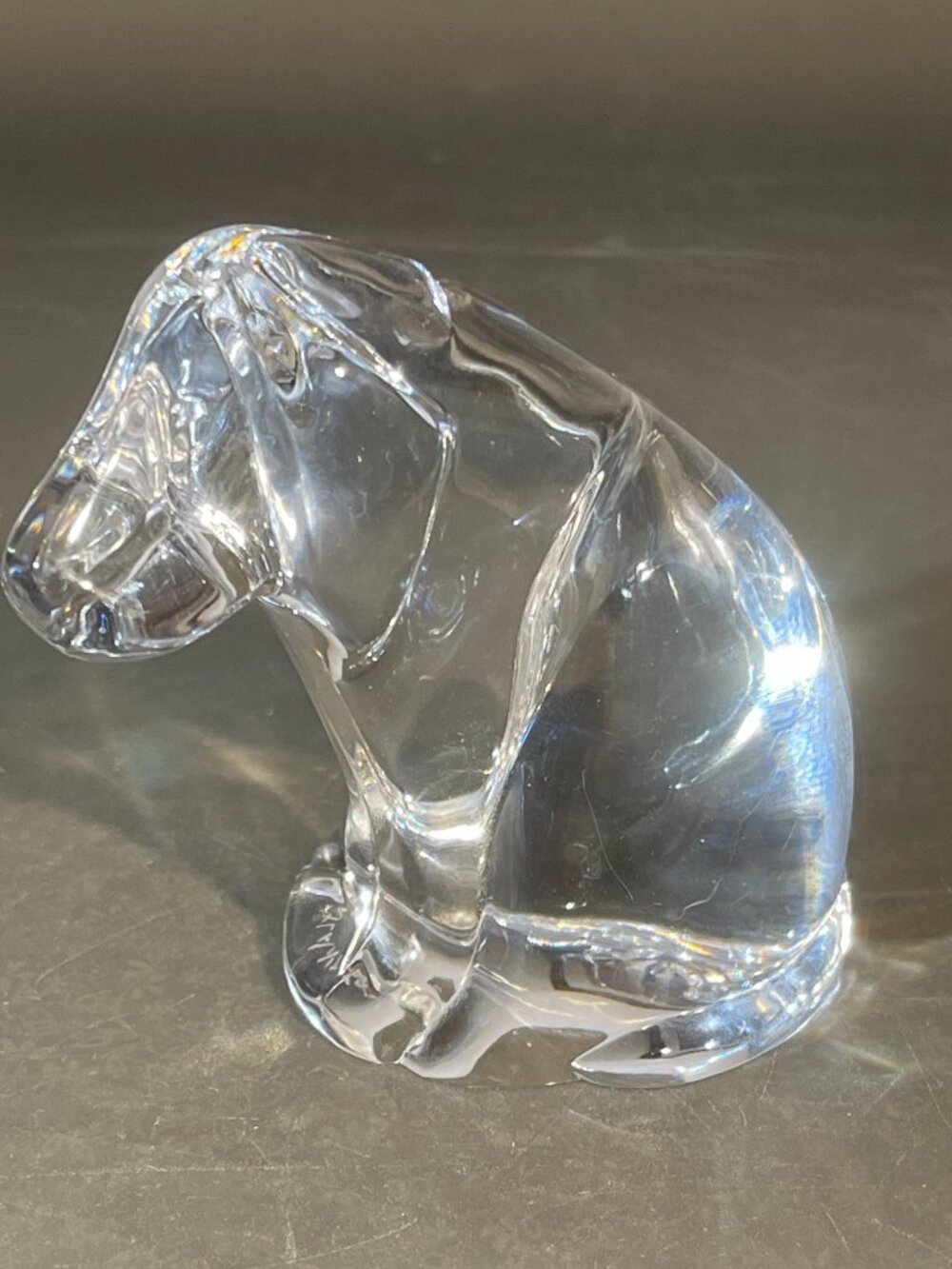 Vintage Atlantis Lead Crystal Paperweight - Basset Hound Dog (1748)
